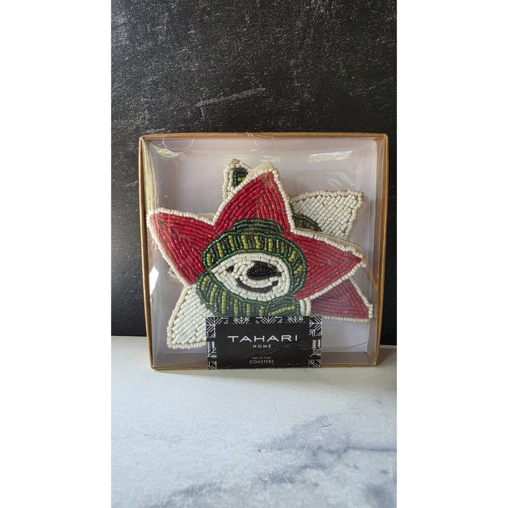 Tahari Home Coasters Set Of Four Christmas Snowman READ Description